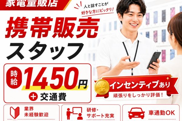 家電量販店でインセンティブありの携帯販売スタッフ イメージ