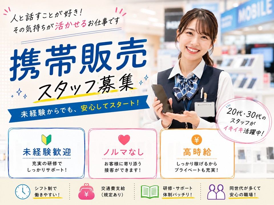 ドコモショップでの携帯販売スタッフ イメージ