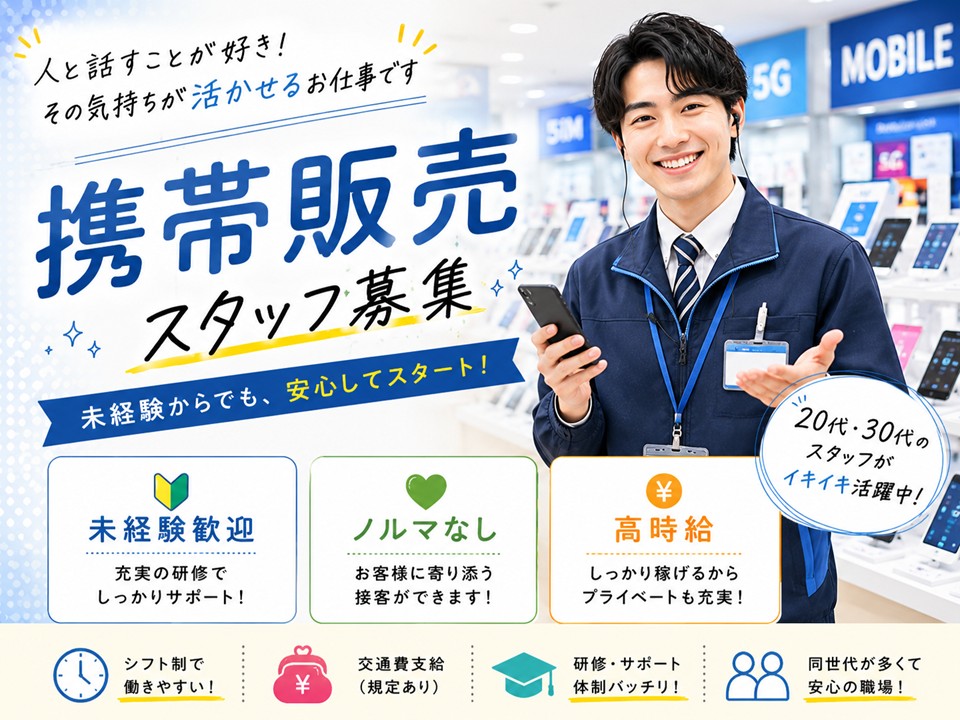 家電量販店での携帯電話販売スタッフ イメージ