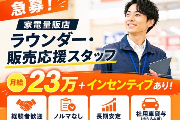 急募/家電メーカーラウンダー・販売応援スタッフ イメージ