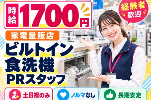 家電量販店/ビルトイン食洗機PRスタッフ イメージ